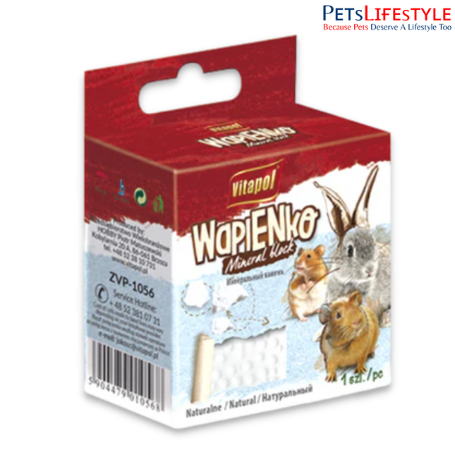 Vitapol Mineral Block For Rodents - Natural 40g Calcium Chew for Small Animals