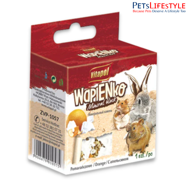 Vitapol Mineral Block for Rodents Orange 40g – Natural Calcium Chew for Small Animals