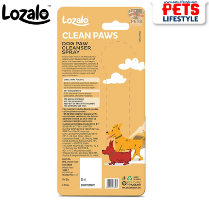 Lozalo Clean Paws – Dog Paw Cleanser Spray 22 ml