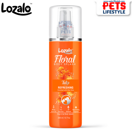 Lozalo Floral Body Splash –  Tulip (200 ML) Refreshing Deodorizer for Dogs & Cats
