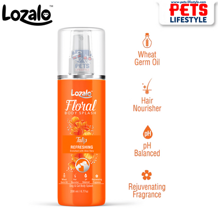 Lozalo Floral Body Splash –  Tulip (200 ML) Refreshing Deodorizer for Dogs & Cats