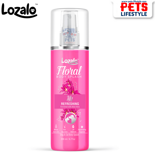 Lozalo Floral Body Splash –  Lily (200 ML) Refreshing Deodorizer for Dogs & Cats