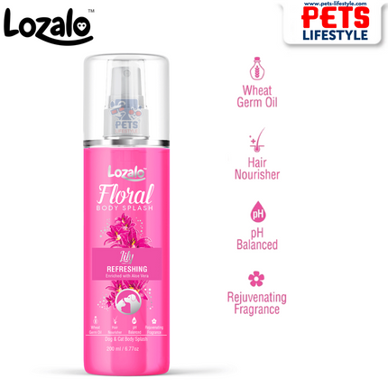 Lozalo Floral Body Splash –  Lily (200 ML) Refreshing Deodorizer for Dogs & Cats