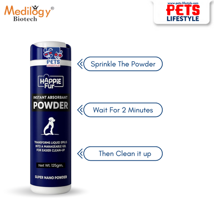 Happie Fur Super Nano Instant Absorbent Powder with Fragrance (125g)
