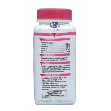 Merical Pet Briskit(DS) Calcium & Phosphorus Supplement(60 Tablets)For Dogs & Cats