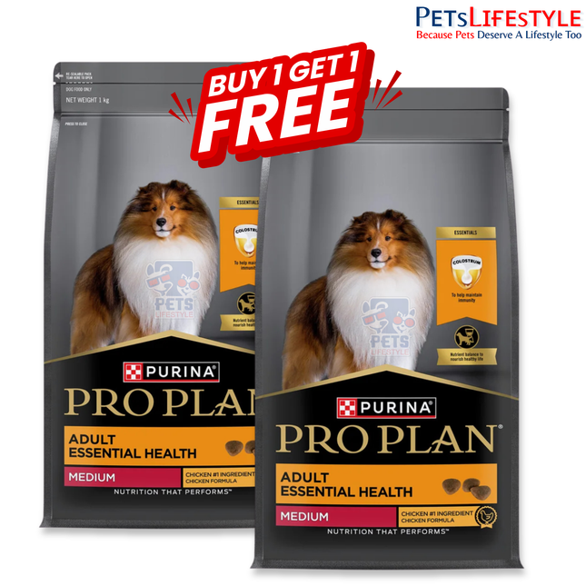 PURINA PRO PLAN Essential Health Medium Adult Dry Dog Food 1kg (Buy 1 Get 1 Free)