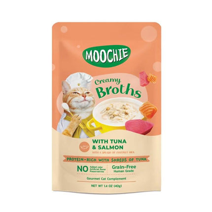 Moochie Creamy Broth with Tuna and Salmon Wet Cat Food 