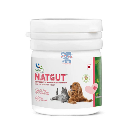 Natgut Digestive Care Supplements for Dogs and Cats - Chicken Liver (10 tablets)