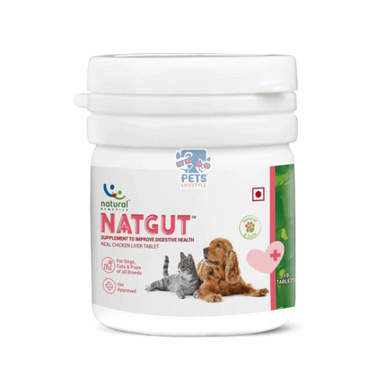 Natgut Digestive Care Supplements for Dogs and Cats - Chicken Liver (40 tablets)
