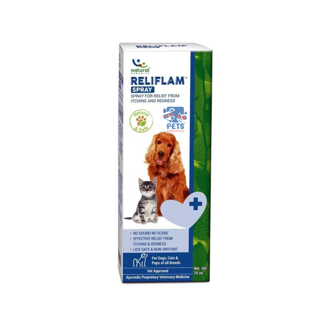 Natural Remedies Reliflam Itch Relief Spray for Dogs and Cats 75ml
