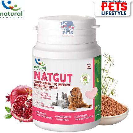 Natural Remedies Natgut Digestive Tablets for Dogs and Cats