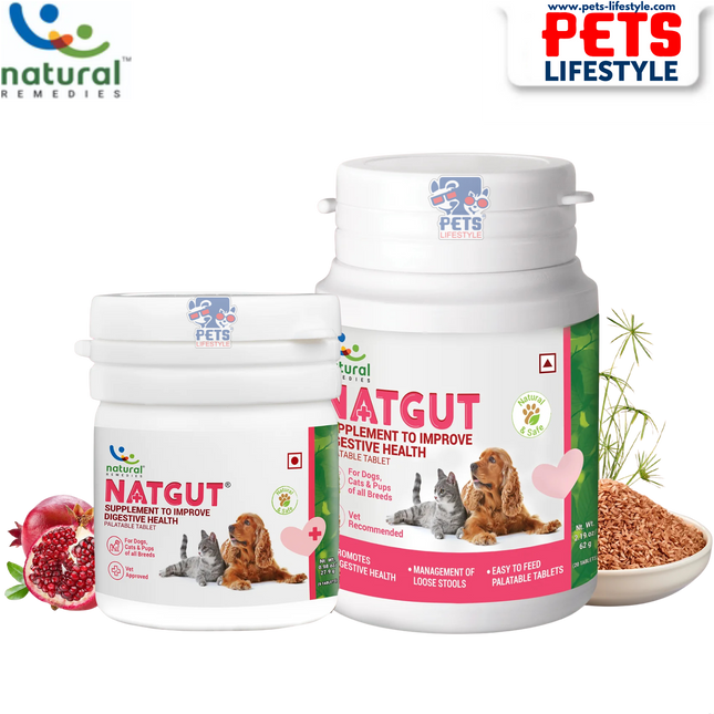 Natural Remedies Natgut Digestive Tablets for Dogs and Cats