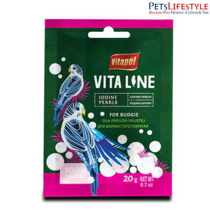 Vitapol Vitaline Feed Supplement Iodine Pearls for Budgerigars 20g