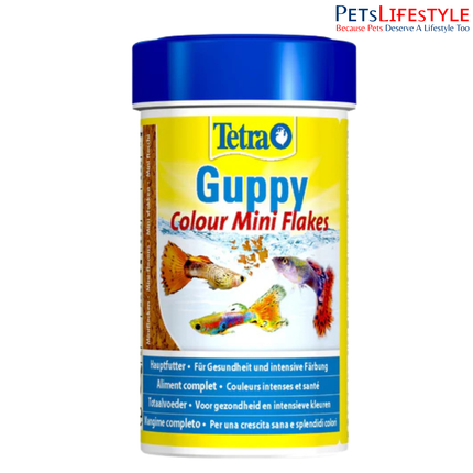 Tetra Guppy Colour Mini Flakes Fish Food for Vibrant Colour Enhancement & Growth 30 Gram