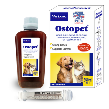 Virbac Ostopet Calcium Supplement Syrup For Dogs & Cats | 250 ml