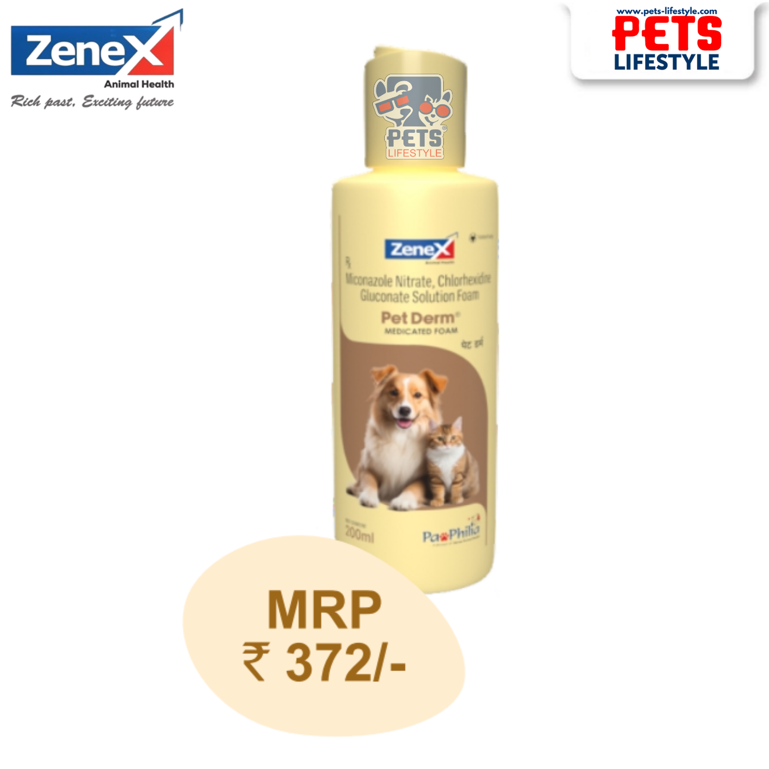 Derm Dog Shapoo Zenex Pet Derm Medicated Shampoo 200ml – For | Pet Shampoo India