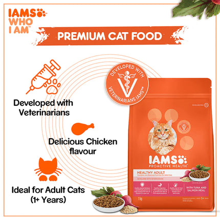 IAMS Proactive Healthy Adult (1+ Years) with Tuna & Salmon Meal Dry Premium Cat Food