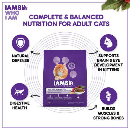 IAMS Proactive Health, Mother & Kitten Dry Premium Cat Food with Chicken - (2-12 Months)