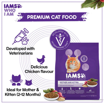 IAMS Proactive Health, Mother & Kitten Dry Premium Cat Food with Chicken - (2-12 Months)