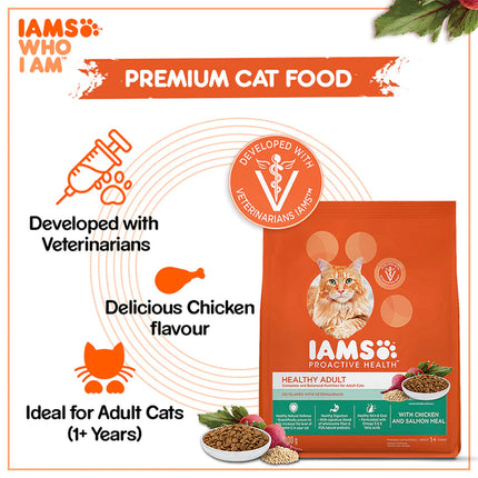 IAMS Proactive Healthy Adult (1+ Years) Dry Premium Cat Food with Chicken & Salmon Meal