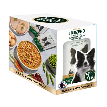 Grain Zero Adult Cat Food Chicken Chunks in Gravy 150g (5+1 Combo Pack) – Complete Nutrition with Real Chicken, Eggs & Fresh Vegetables