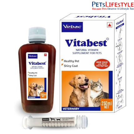 Virbac Vitabest Multi Vitamin Supplement for Dogs and Cats - 250ml