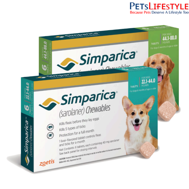 Simparica (Sarolaner) Chewables for Dogs – Monthly Flea & Tick Protection