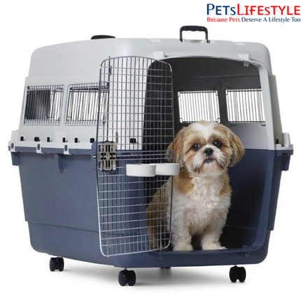 Canine Desk Flight Carrier (26.57 × 20.08 × 20.79 inches) IATA Approved Airline Travel Crate for Dogs(Large)