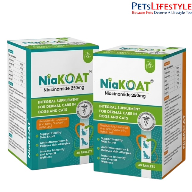 Niakoat Niacinamide 250 mg Tablets for Dogs & Cats Skin & Coat Care