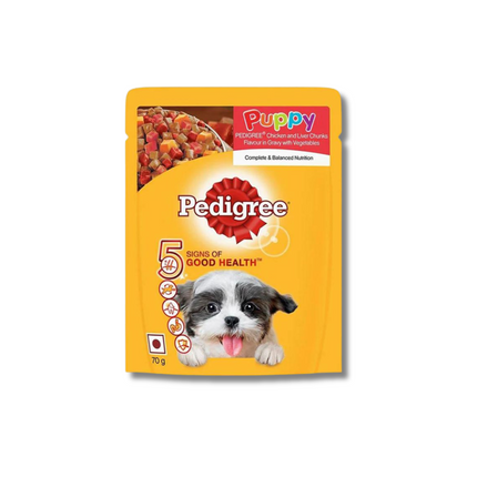 Pedigree Chicken & Liver Chunks in Gravy Wet Puppy Food - 70gm each