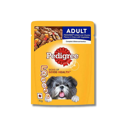 Pedigree Grilled Liver Chunks with Vegetables Gravy Adult Wet Dog Food - 70 g packs
