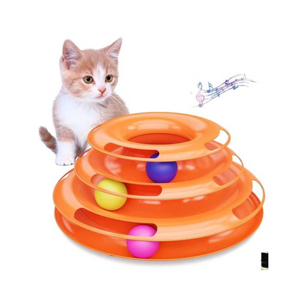 Pets Interactive Tower of Tracks Stacked Play Station Cat Toy with Balls