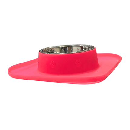 Pink Color Mat With Bowl For Dogs