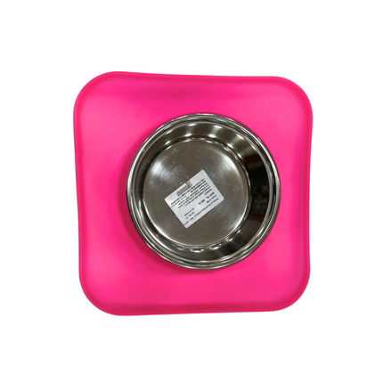 Pink Color Mat With Bowl For Dogs