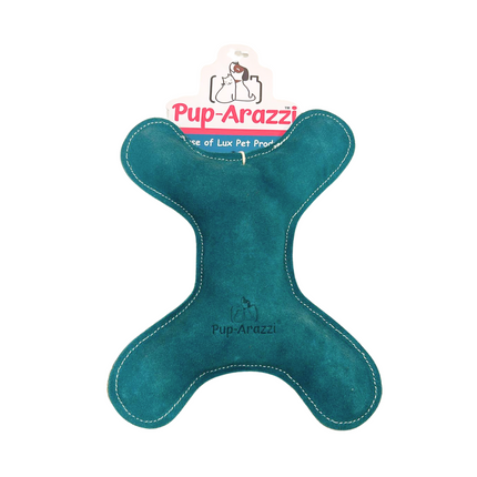 Pup Arazzi Leather Green Bone Toy For Dogs