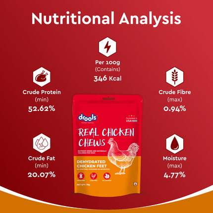 Drools Dog Treats Dehydrated Real Chicken Chews Feet 70g