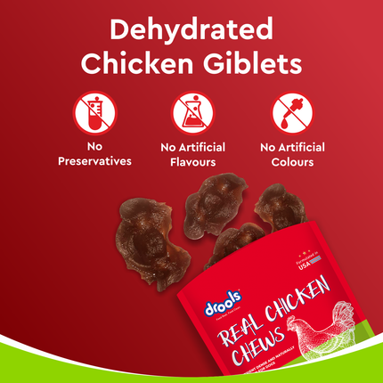 Drools Dog Treats Dehydrated Real Chicken Chews Giblets 70g
