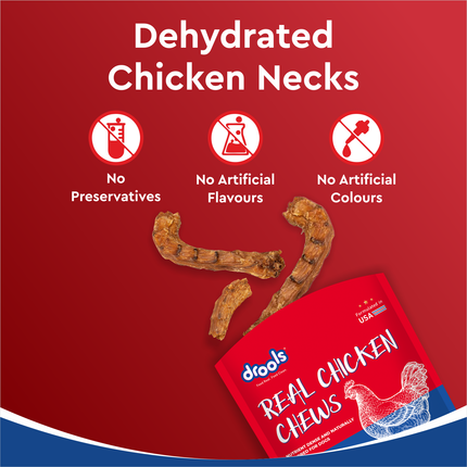 Drools Dog Treats Dehydrated Real Chicken Chews Necks 70g