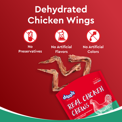 Drools Dog Treats Dehydrated Real Chicken Chews Wings 70g