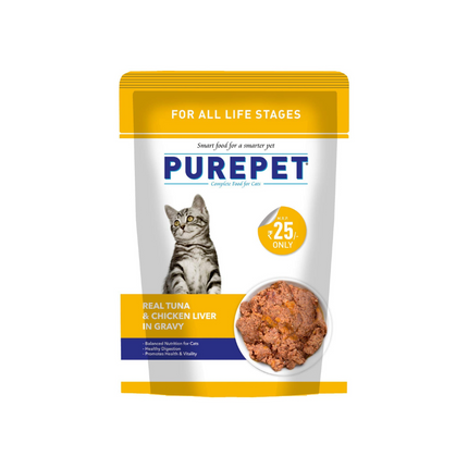Purepet Wet Cat Food - Real Mackerel and Chicken Liver in Gravy