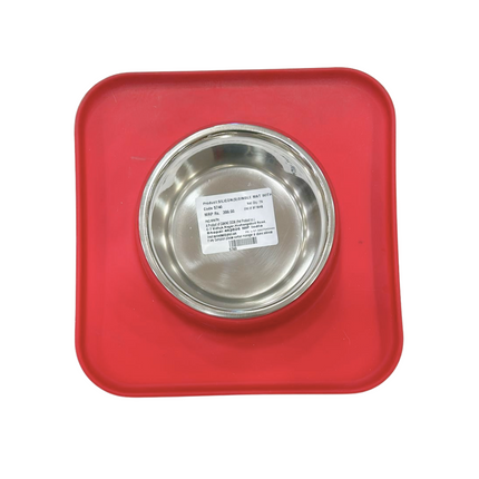 Silicon Single (S) Red Color Mat With Bowl For Dogs