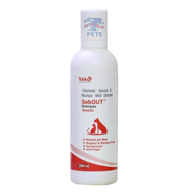 Veko SebOUT Shampoo 200ml (Chlorhexidine Gluconate & Miconazole Nitrate) Anti-Bacterial Anti-Fungal