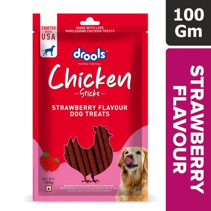 Drools Chicken Strawberry Flavor Dog Treats Sticks 100g