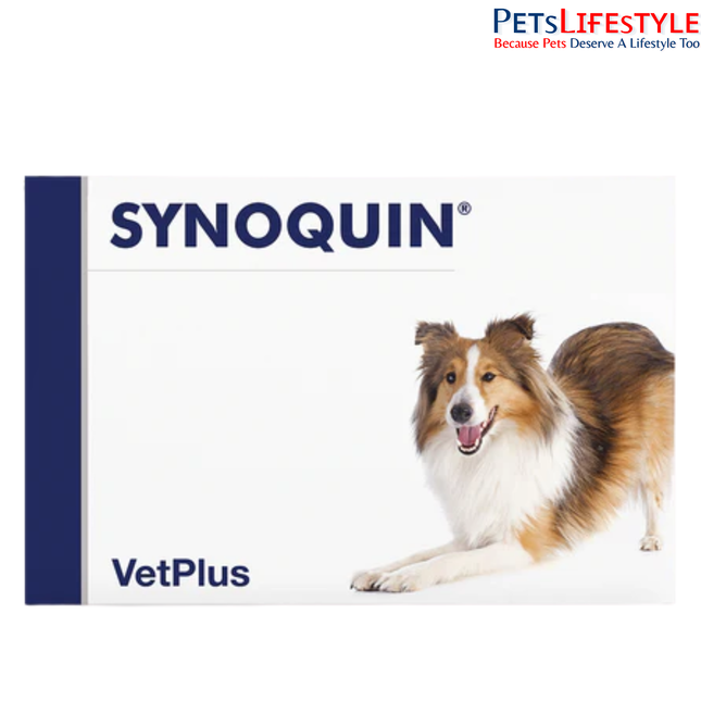 SYNOQUIN VetPlus product packaging with a dog on a white background