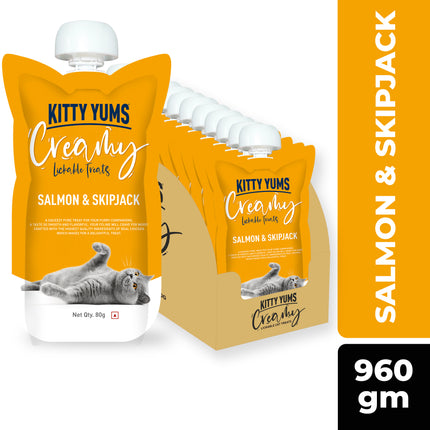 Kitty Yums Creamy Salmon & Skipjack Treat for Cats 80g