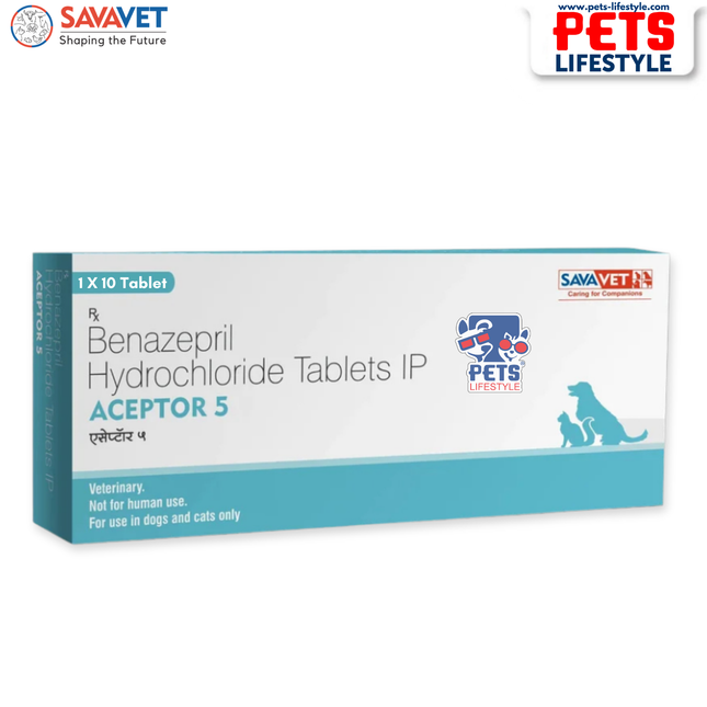 Savavet Aceptor 5 (Benazepril 5mg / Hydrochloride) Tablet for Dogs and Cats (1 X10 tablets)