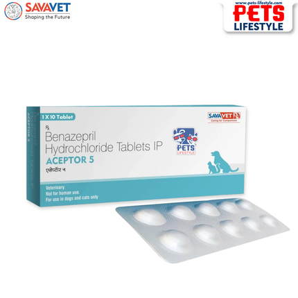 Savavet Aceptor 5 (Benazepril 5mg / Hydrochloride) Tablet for Dogs and Cats (1 X10 tablets)