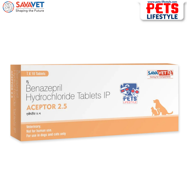 Savavet Aceptor 2.5 (Benazepril 2.5mg / Hydrochloride) Tablet for Dogs and Cats (1 X10 tablets)