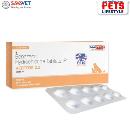 Savavet Aceptor 2.5 (Benazepril 2.5mg / Hydrochloride) Tablet for Dogs and Cats (1 X10 tablets)
