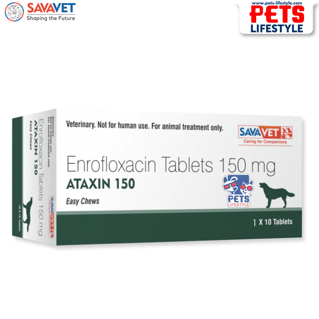 Savavet Ataxin 150 (Enrofloxacin 150 mg) Tablet for Dogs & Cats (1 X 10 tablets)